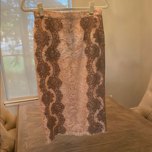 Dolce & Gabbana Dresses & Skirts - Dolce Gabbana Lace Pencil Skirt - Pink and Brown